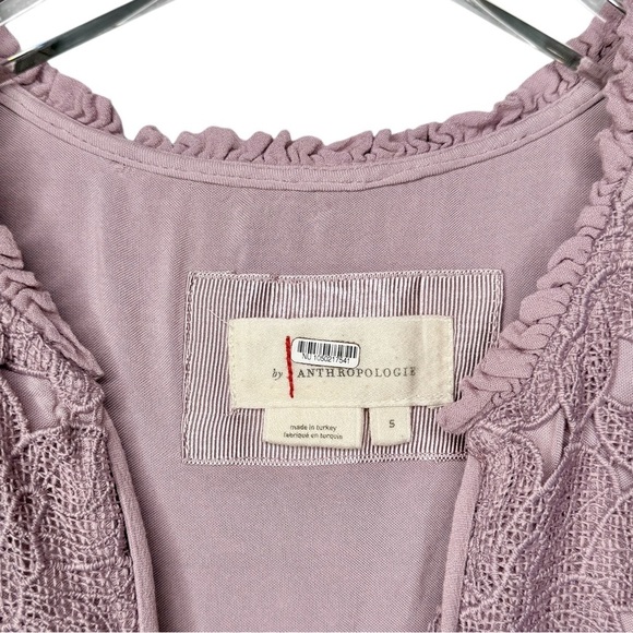 Anthropologie Lilac Embroidered Lace Tunic Women’s Ethereal Bohemian Dress Sz S - Picture 4 of 13